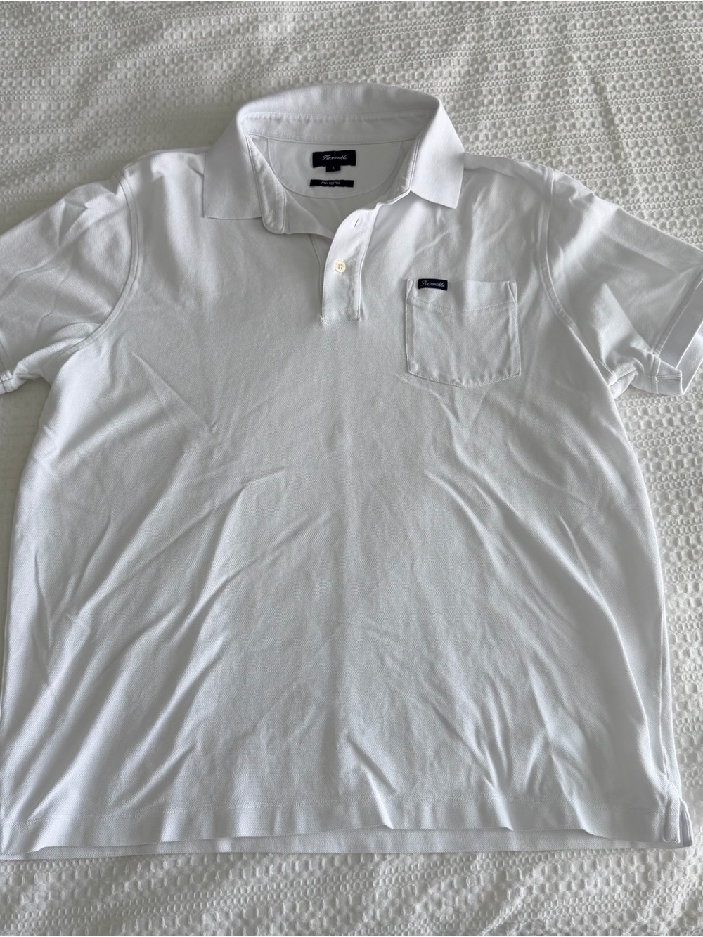 Faconnable Men's White Polo with Chest Pocket